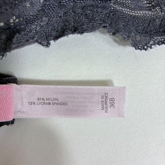 Y2K Victoria’s Secret Angels Lace Push-up Bra Gray 36B Coquette - Picture 9 of 10